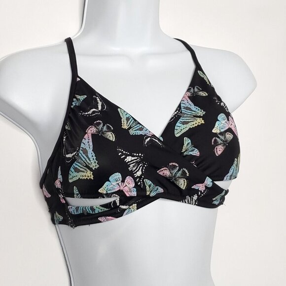Victorias Secret PINK Bikini Swimsuit 2pc Sz M Black Butterflies - Picture 2 of 5